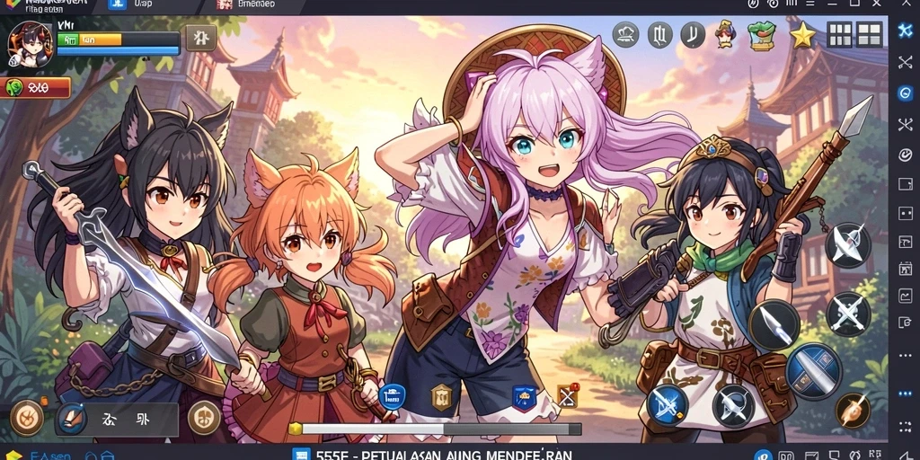Tangkapan layar permainan menunjukkan pertarungan karakter anime yang epik.