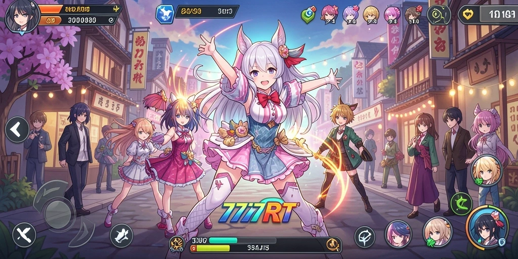 Tampilan screenshot utama 777RT yang menampilkan aksi seru dalam game Anime.