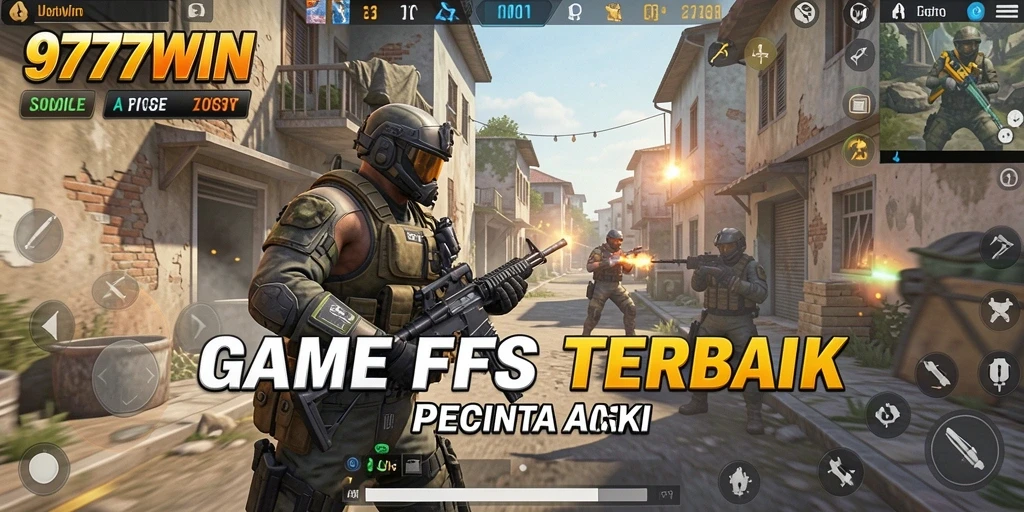Screenshot utama gameplay 9777WIN dengan aksi tembak-menembak intens.