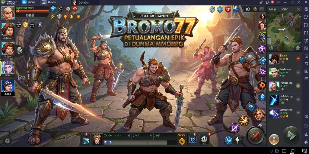 Tampilan gameplay BROMO77 dengan karakter petualang dalam aksi.