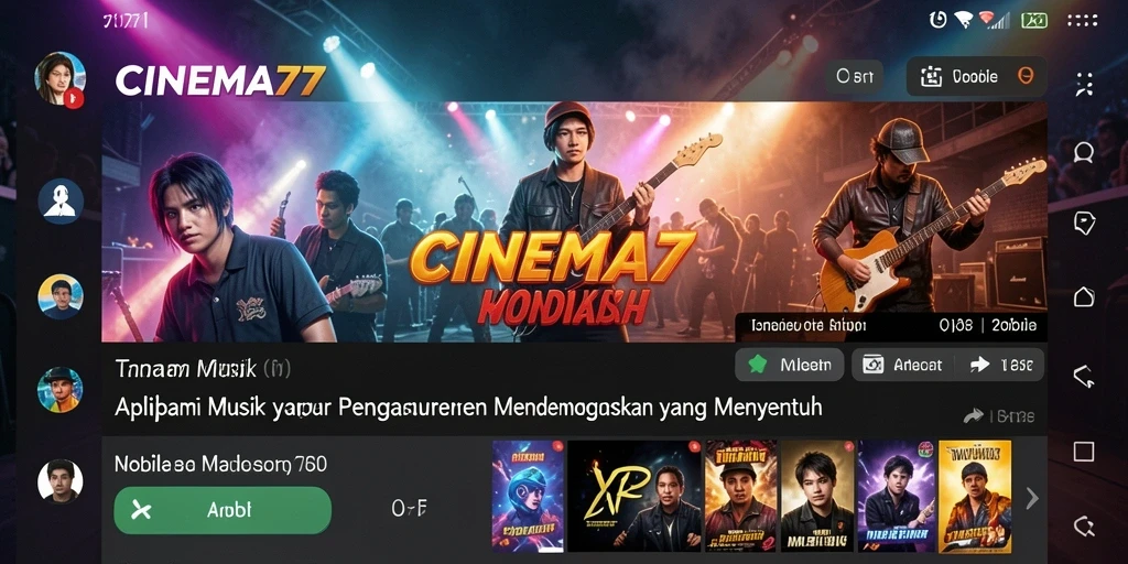 Tampilan gameplay CINEMA77 dengan keseruan musik yang interaktif.