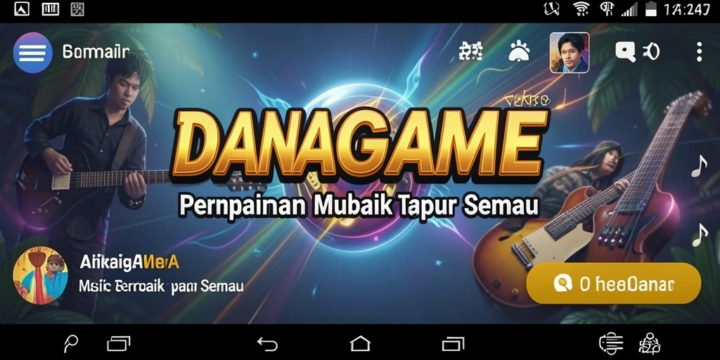 Tampilan gameplay seru dalam DANAGAME dengan berbagai pilihan lagu.