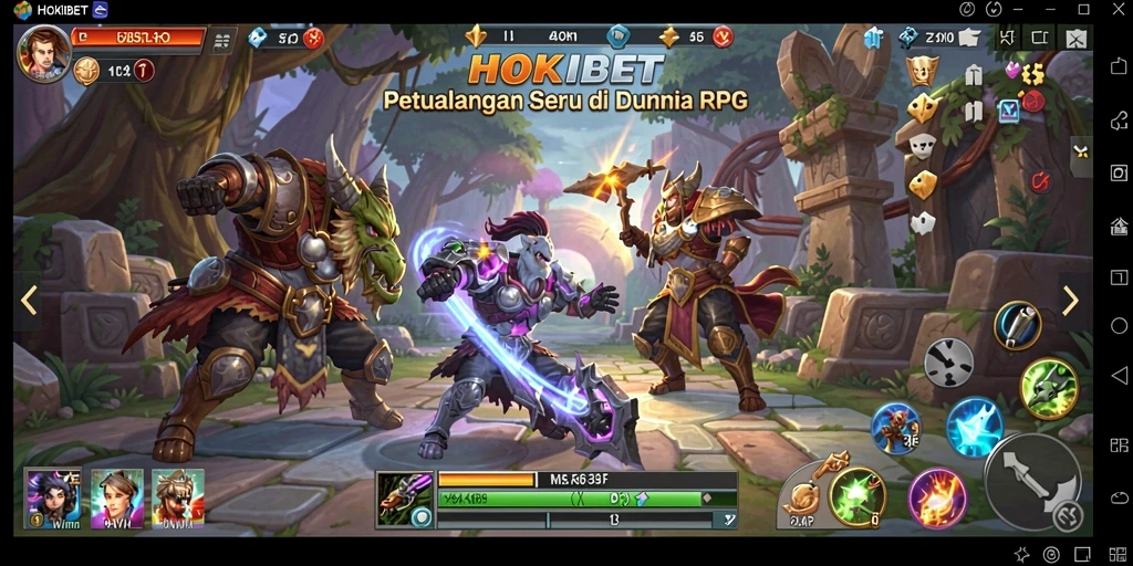 Screenshot gameplay menunjukkan aksi seru dalam pertempuran RPG.