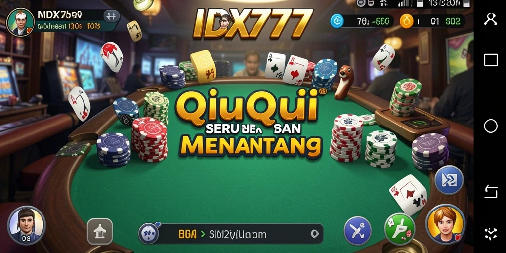 Tampilan gameplay seru dari IDX777 yang menampilkan pertandingan QiuQiu.