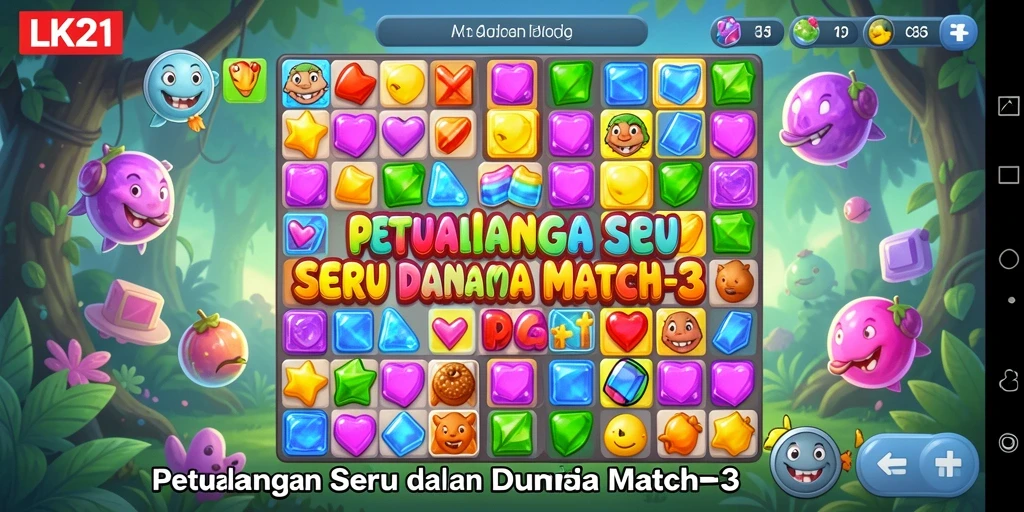 Gameplay Match-3 yang seru dan penuh warna di LK21.