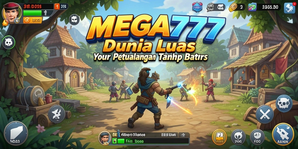 Tampilan gameplay Open World MEGA777 yang penuh warna dan imersif.