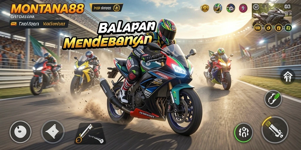 Gameplay seru MONTANA88 dengan balapan motor yang mendebarkan.