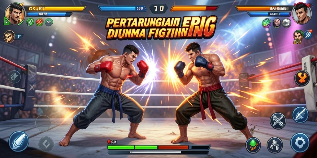 Screenshot gameplay OKJKT yang menampilkan pertarungan epik antar karakter.
