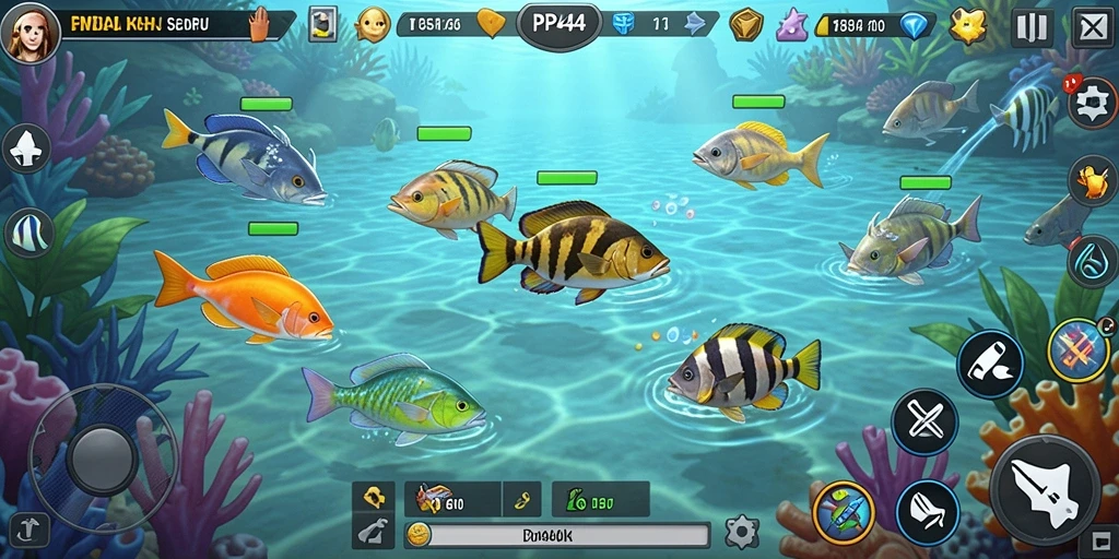Gameplay seru dengan berbagai ikan untuk ditembak.