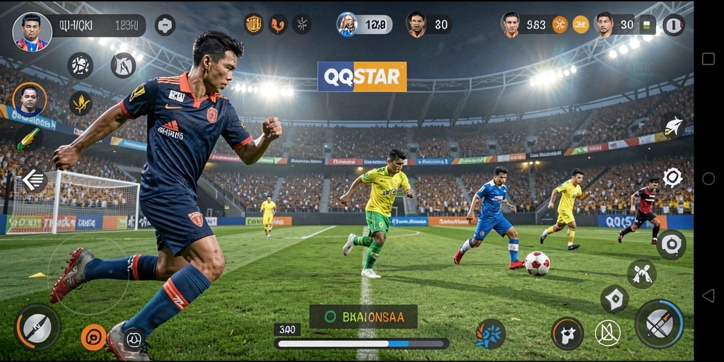 Gameplay seru dan mendebarkan dalam QQSTAR yang menampilkan aksi olahraga.