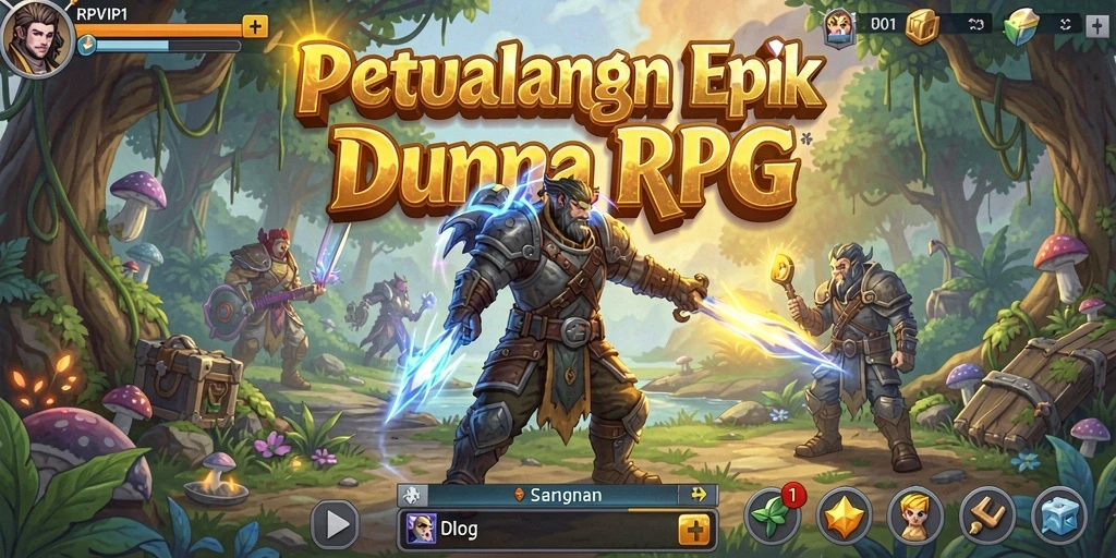 Tampilan gameplay RPVIP1 menampilkan pertempuran epik dalam dunia RPG yang luas.