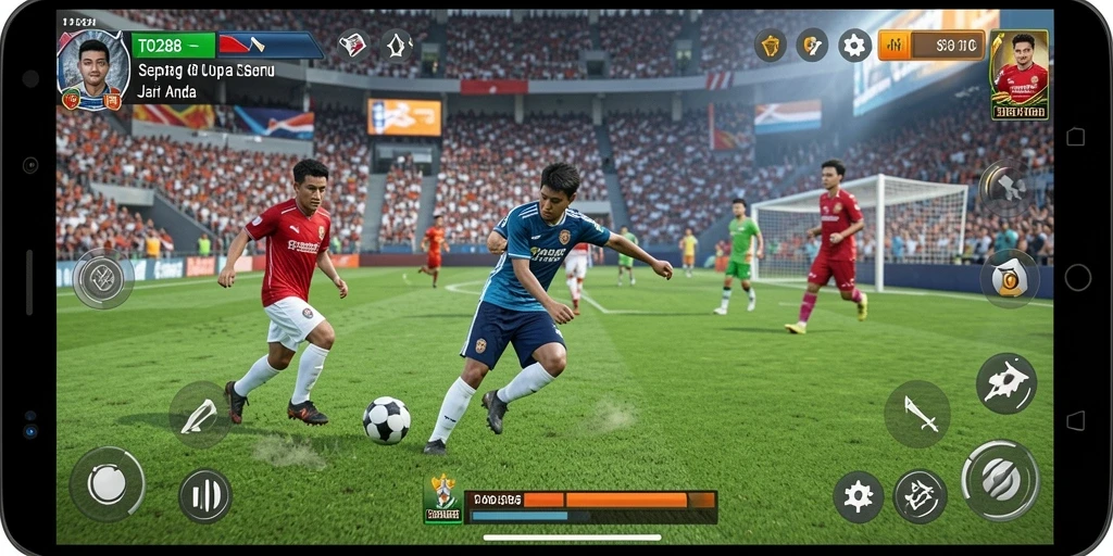 Screenshot menampilkan pertandingan sepak bola intens TO288.