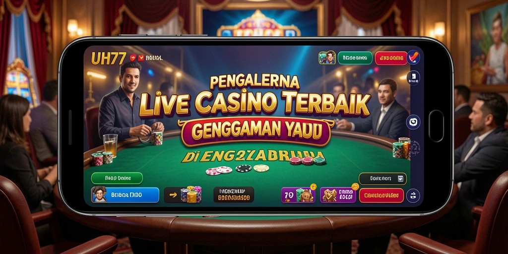 Screenshot UH77 menampilkan pengalaman permainan Live Casino yang mendebarkan.